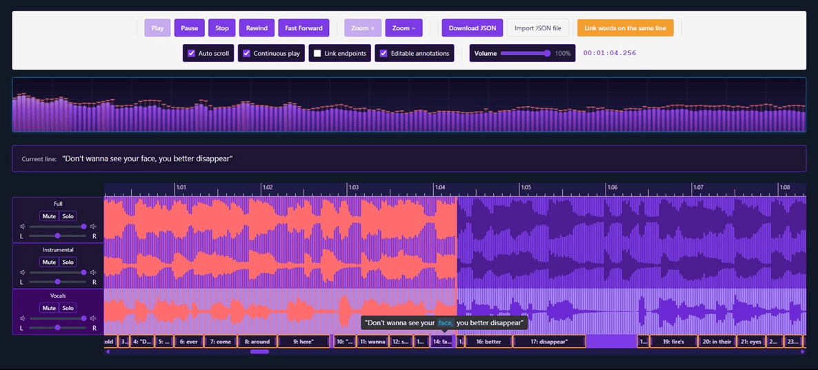 Waveform editor Karaoké Clip Vidéo